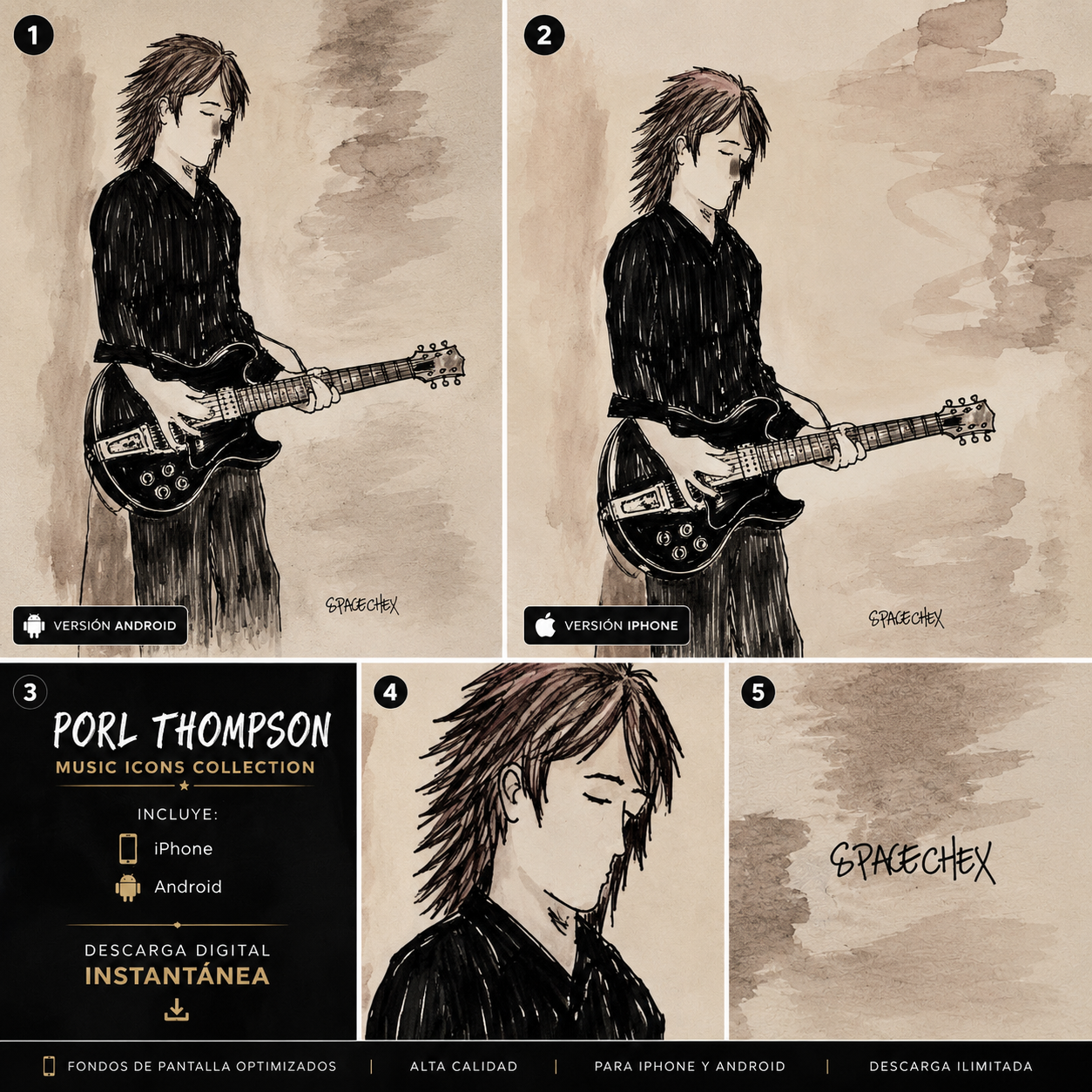 Porl Thompson (The Cure) - Music Icons Collection-Wallpaper iPhone/Android