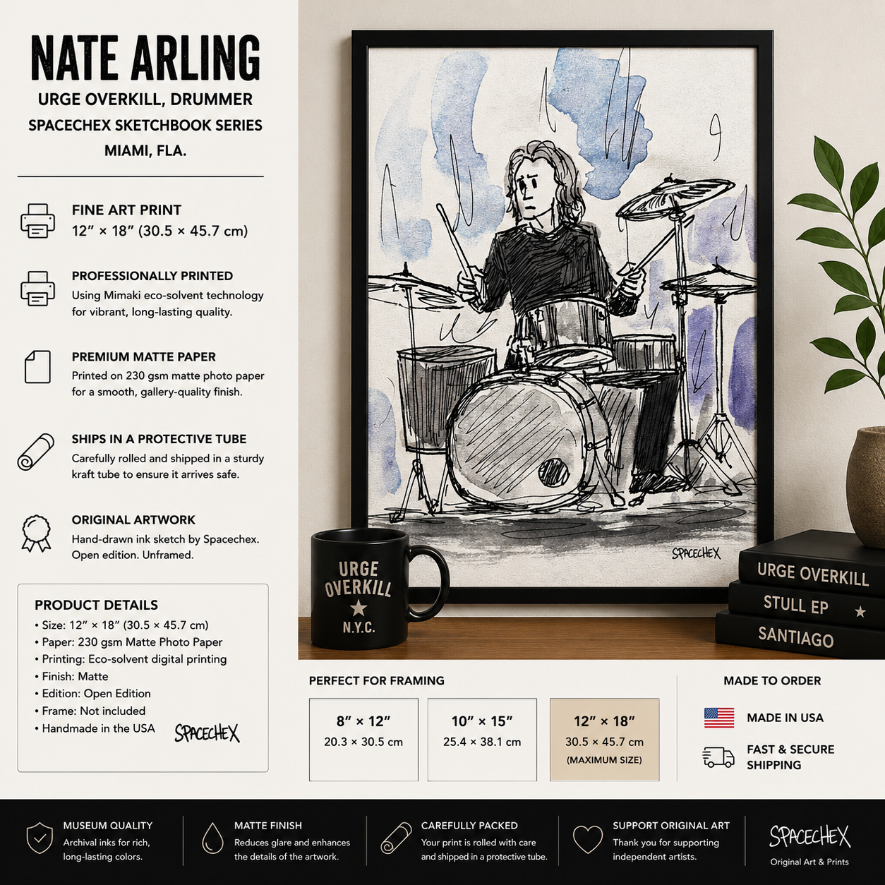 Nate Arling/Urge Overkill Drummer-Spacechex Sketchbook Series