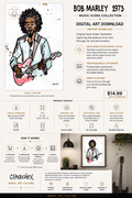 Bob Marley 1973 – Digital Art Print | Music Icons Collection by Spacechex