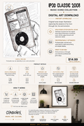 iPod Classic 2008– Digital Art Print | Music Icons Collection by Spacechex