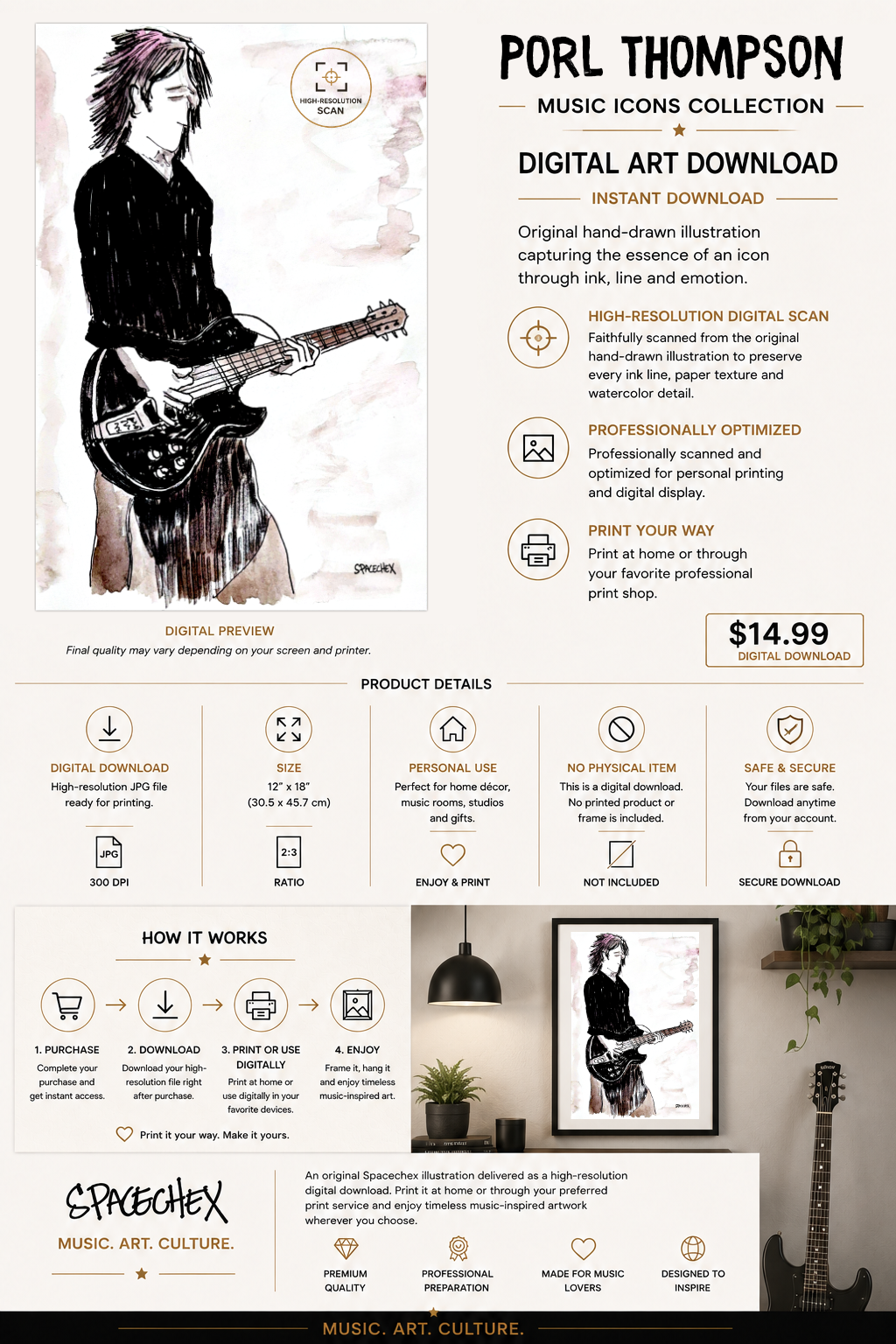 Porl Thompson– Digital Art Print | Music Icons Collection by Spacechex