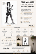 Brian May (Queen)– Digital Art Print | Music Icons Collection by Spacechex
